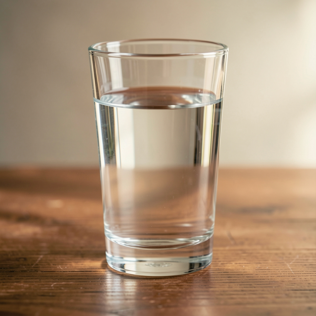 Verre d'eau avec des gouttes d'eau sur sa surface, fond sombre texturé, éclairage studio cinématographique avec reflets lumineux